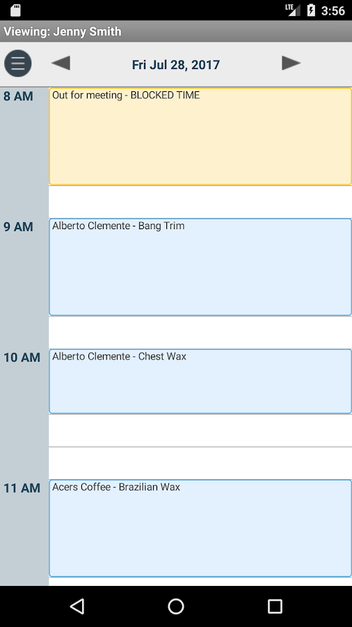 Envision Salon & Spa Software - Employee calendar view