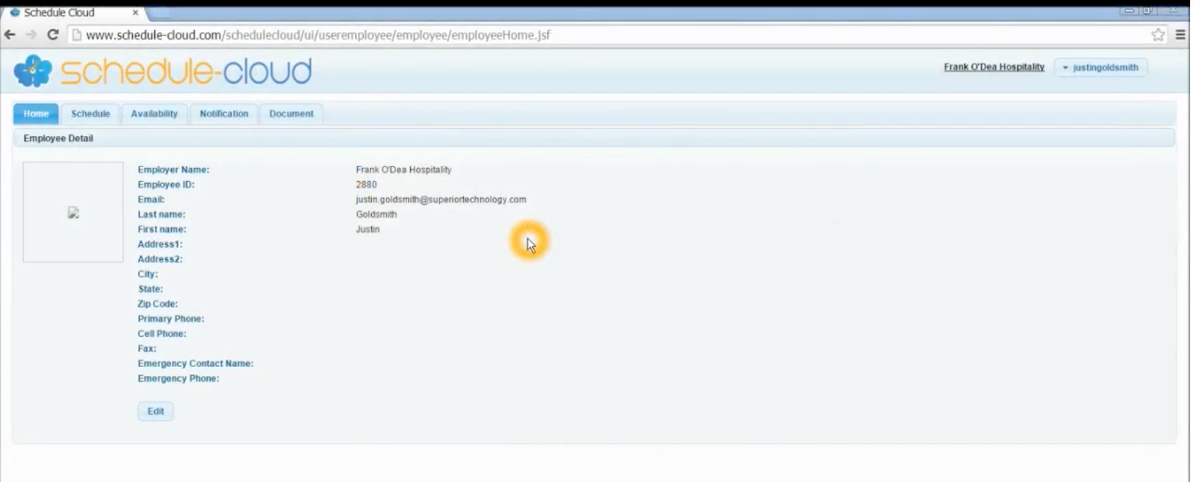 schedule cloud screenshot: View employee details