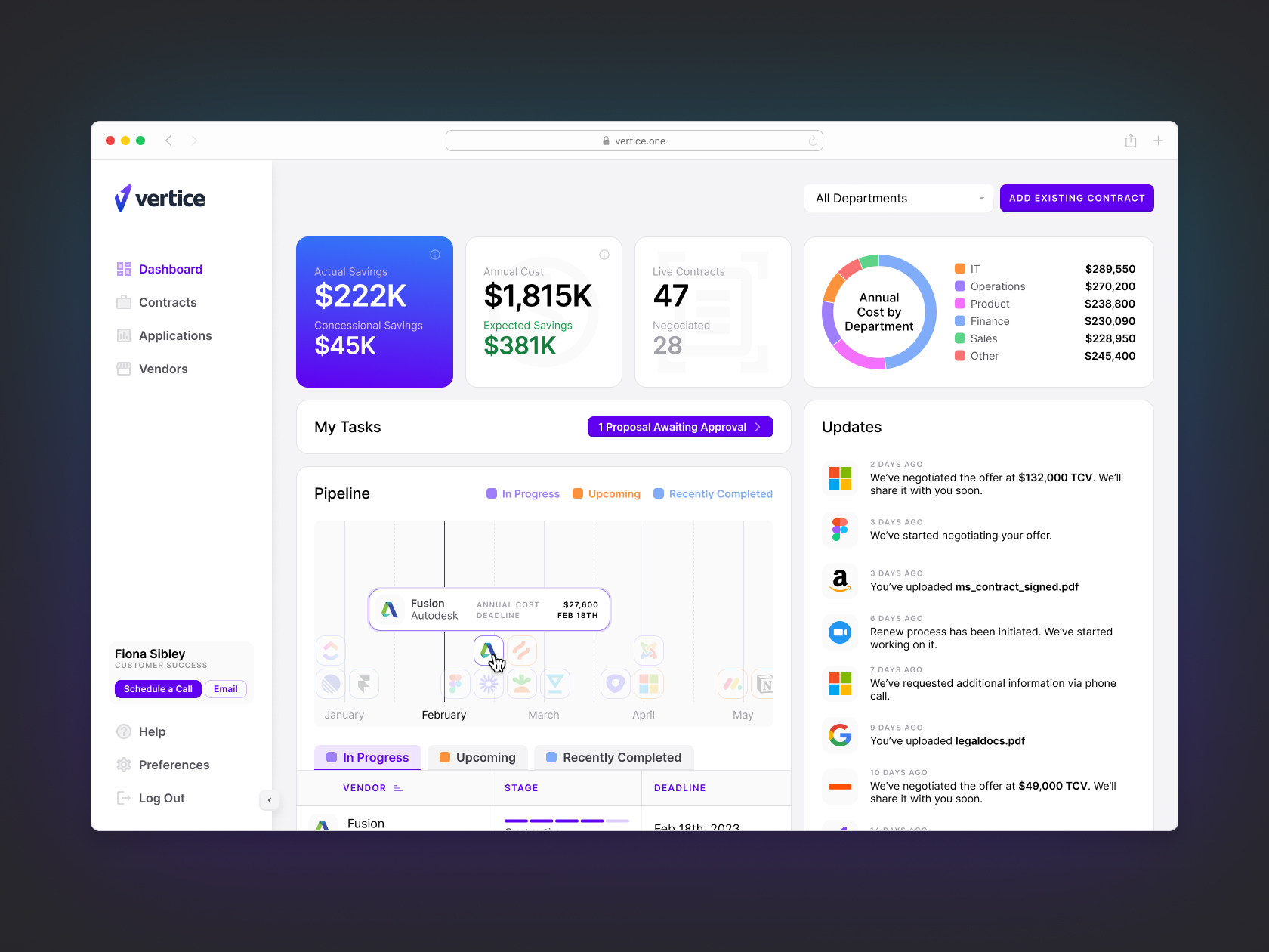 Vertice screenshot: Vertice Dashboard