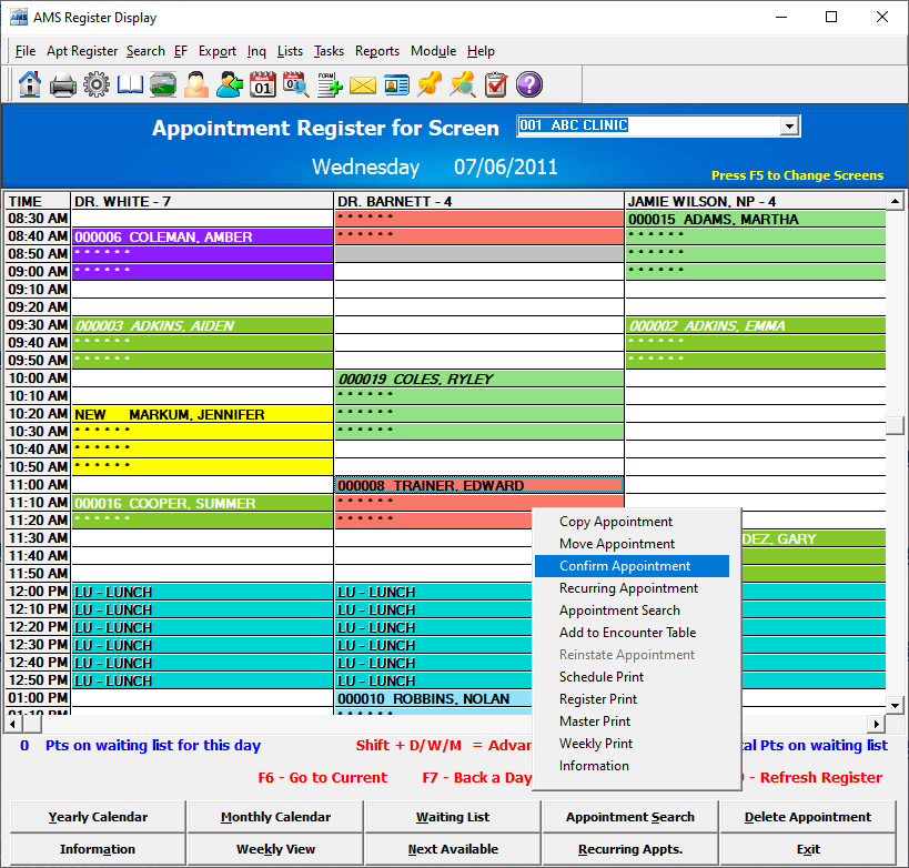 AMS Ultra Charts screenshot: Ultra Charts appointment scheduling