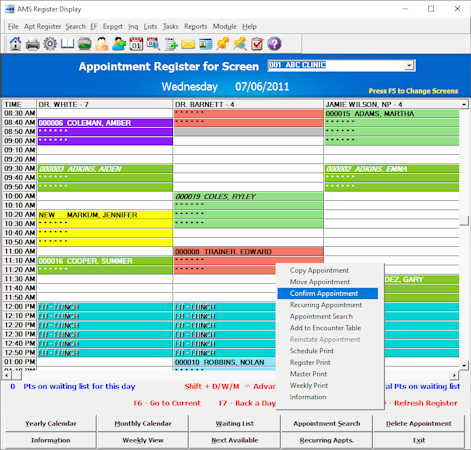 AMS Ultra Charts screenshot: Ultra Charts appointment scheduling