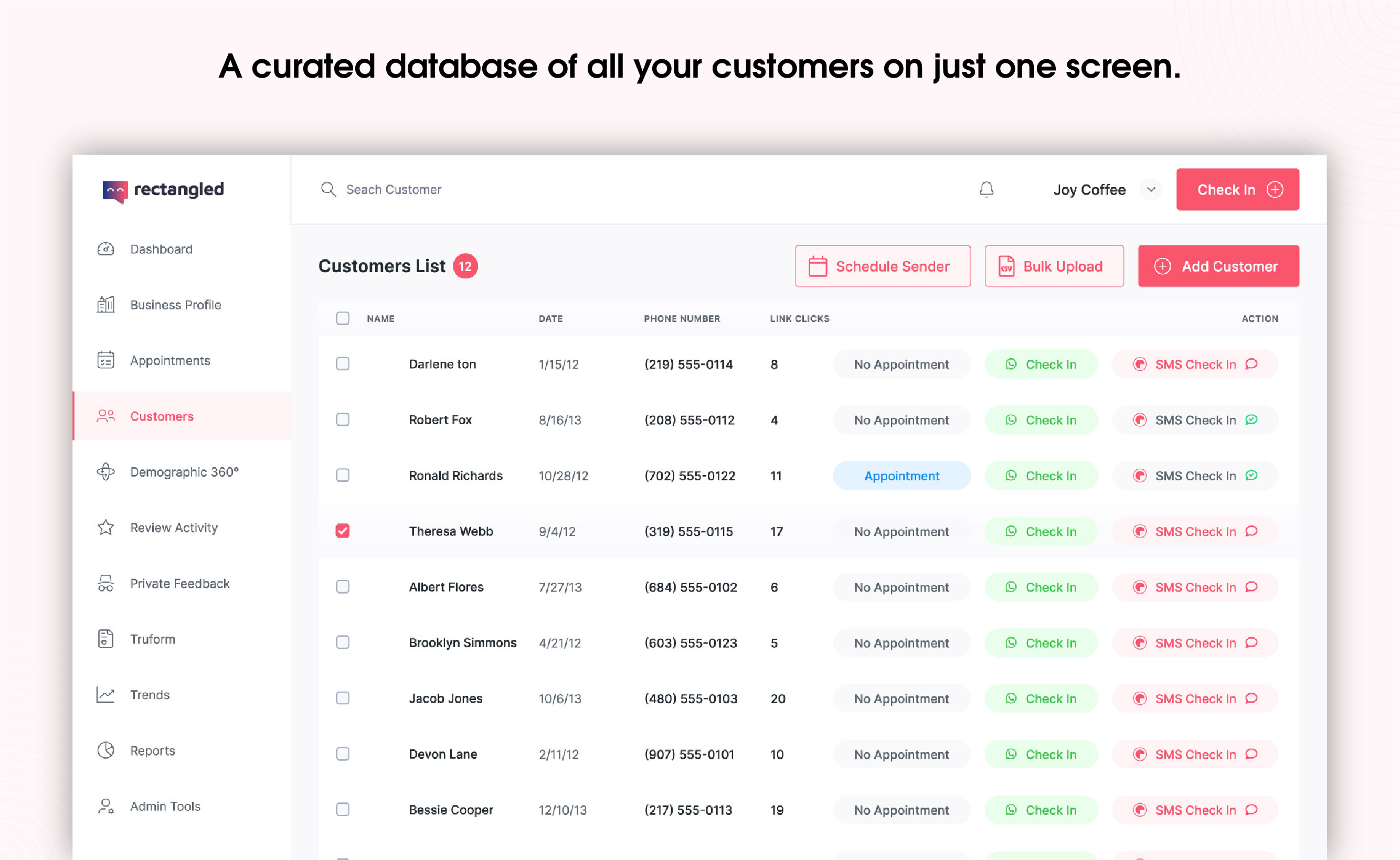 Curated customer database