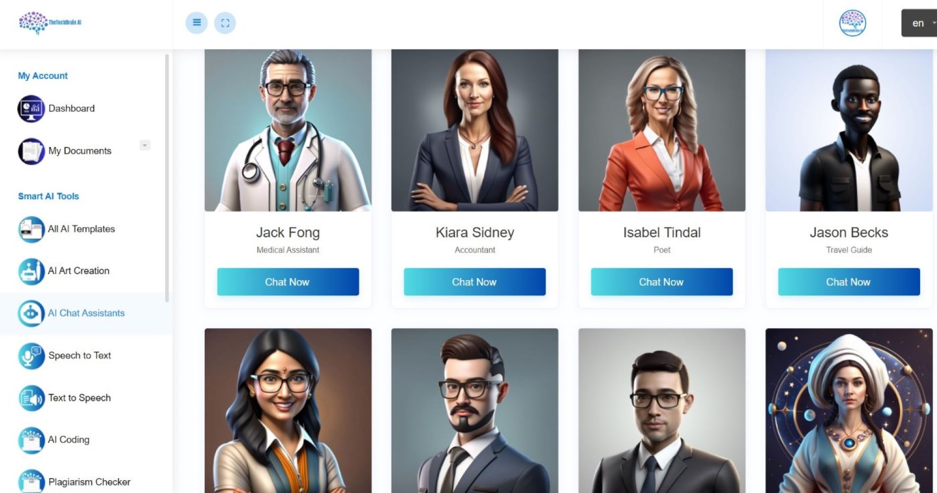 TheTechBrain AI screenshot: TheTechBrain Ai Chat Assistants Tool