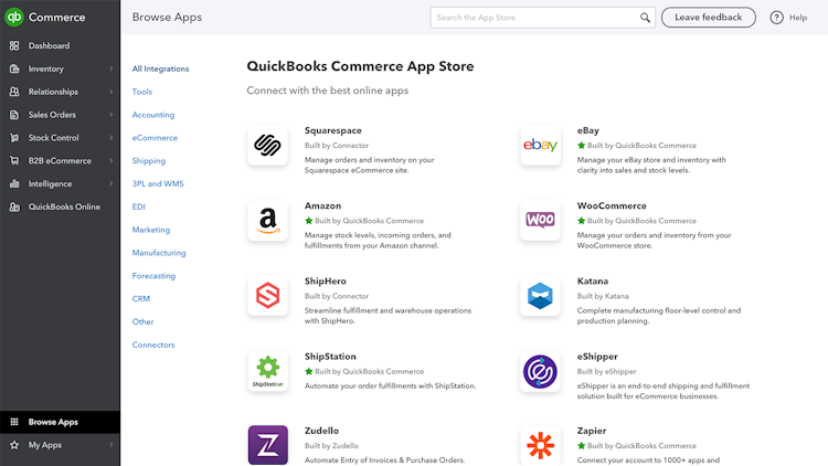 QuickBooks eCommerce screenshot