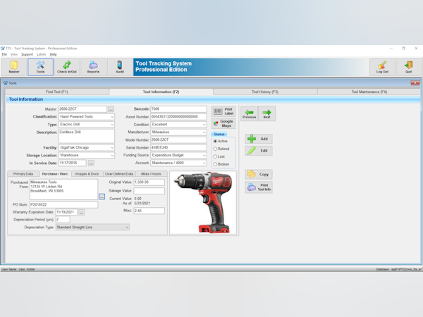 GigaTrak Tool Tracking System Software - 3