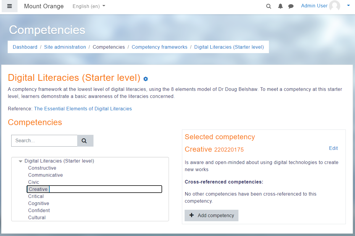 Moodle Software - Competencies