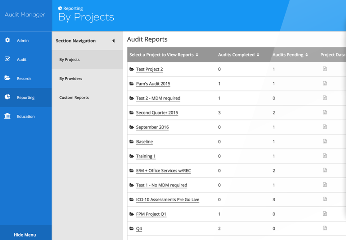 Audit Manager projects
