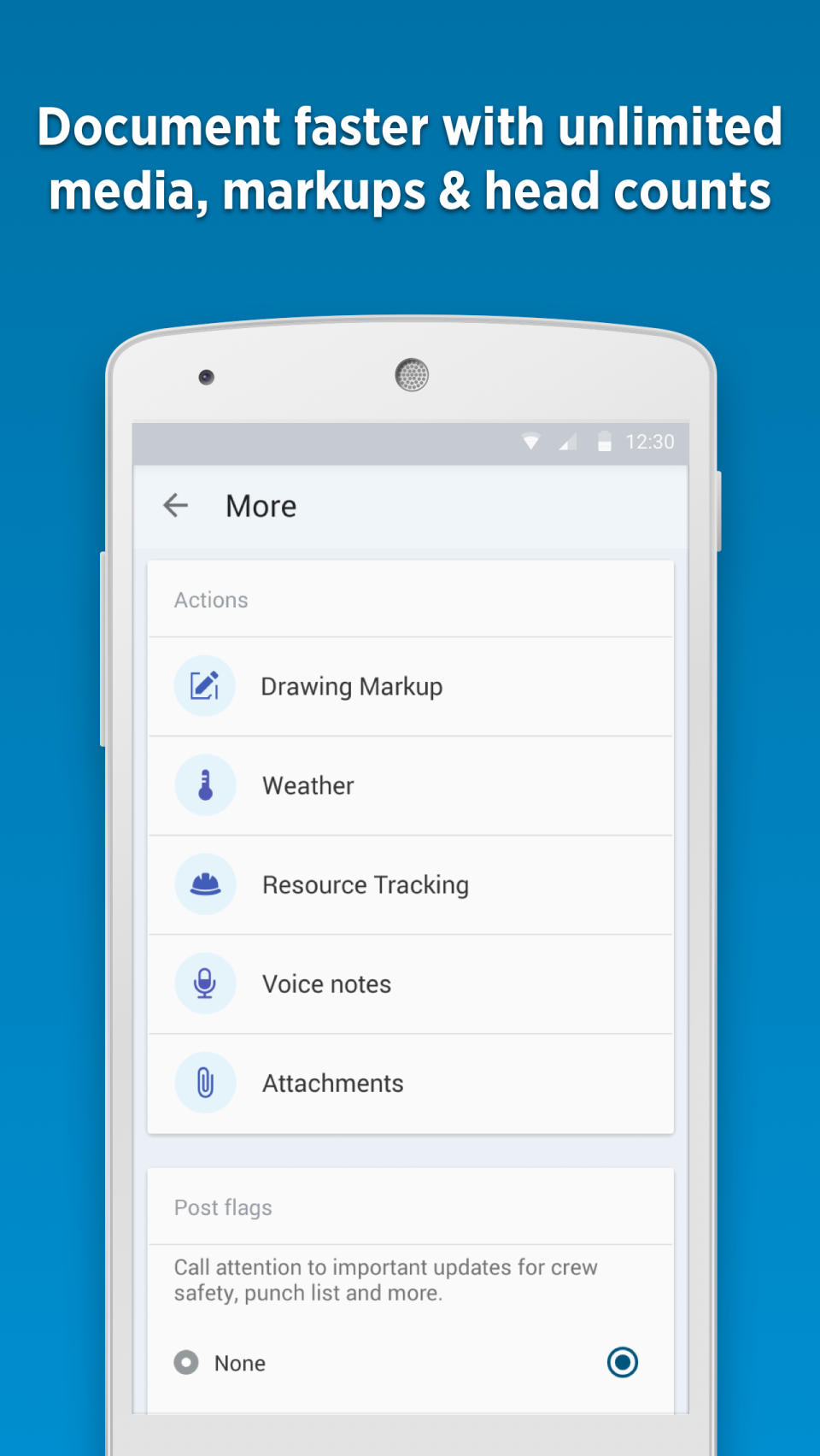 Resources can be tracked, weather checked, and markups created on-the-go with Fieldlens