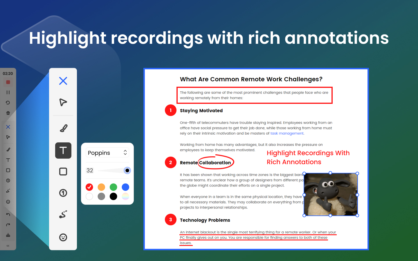 Highlight recordings with rich annotations