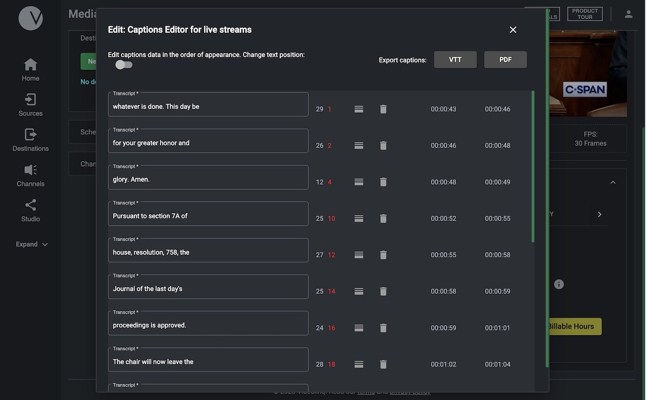 Videolinq Software - Add automated real-time closed captioning to live video. Edit the captions and improve accuracy, before they are added to the video!