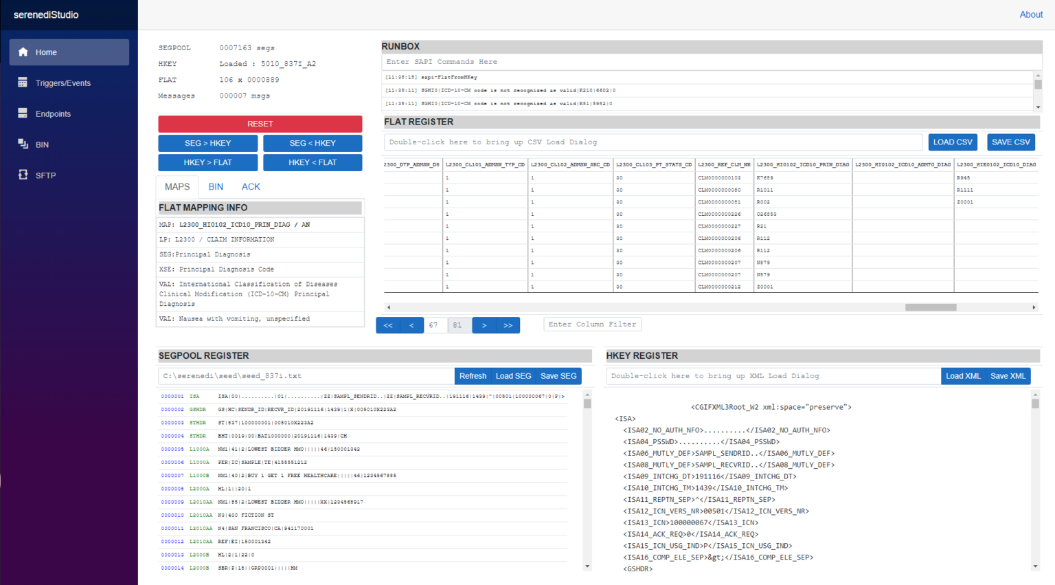 SERENEDI screenshot: SERENEDI home