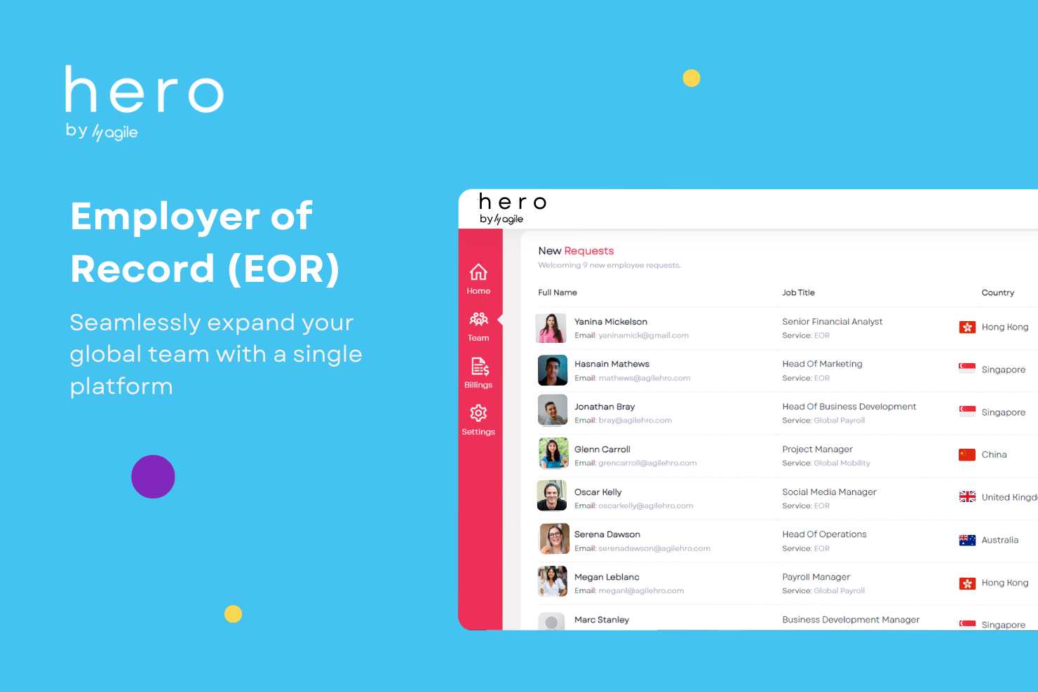 Agile Hero screenshot: Agile Hero employer of record