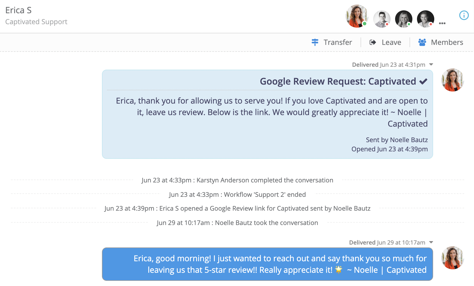 Captivated Google review requests