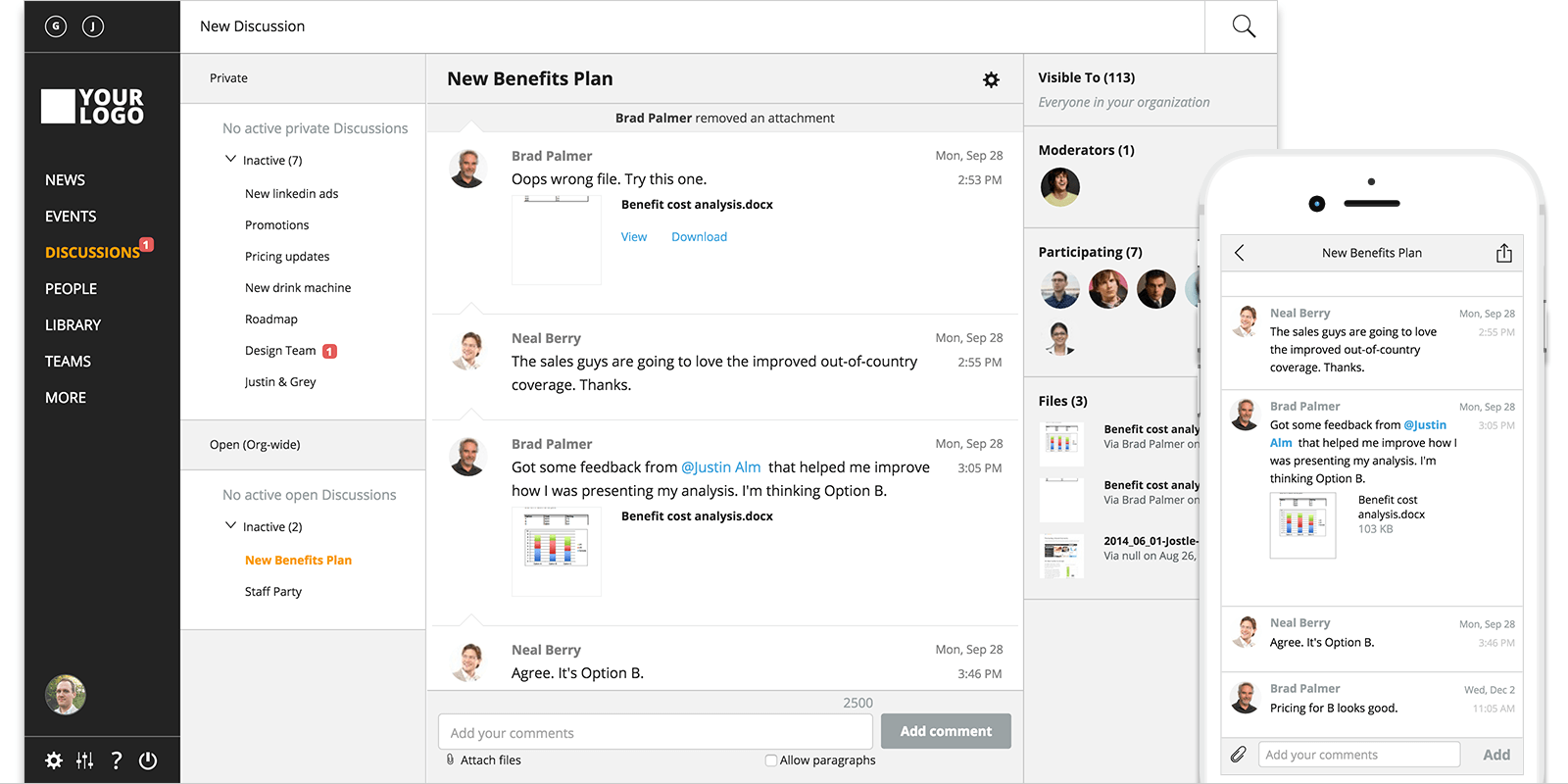 Escape your crowded email inbox with discussions.