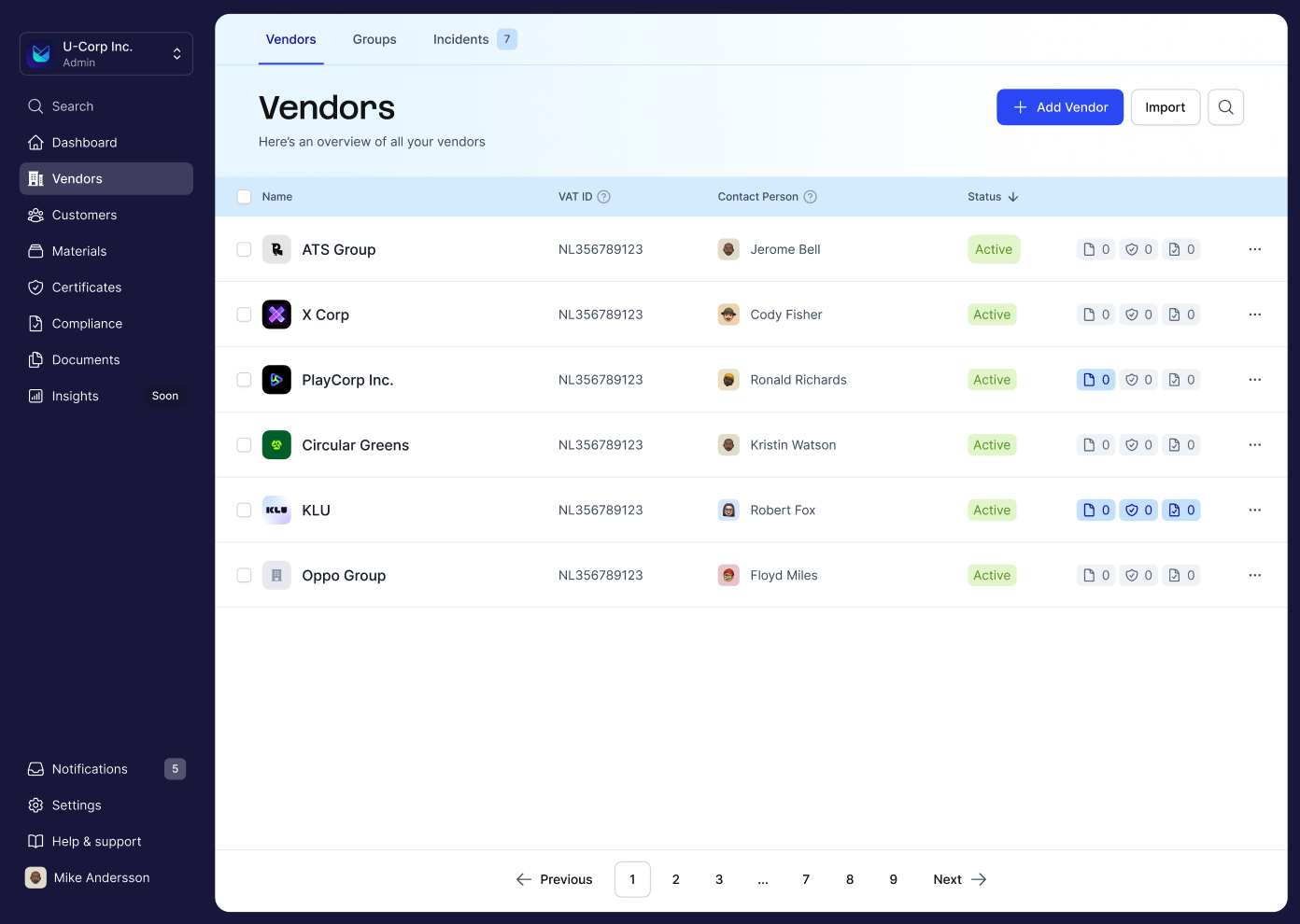 Vendorvue screenshot