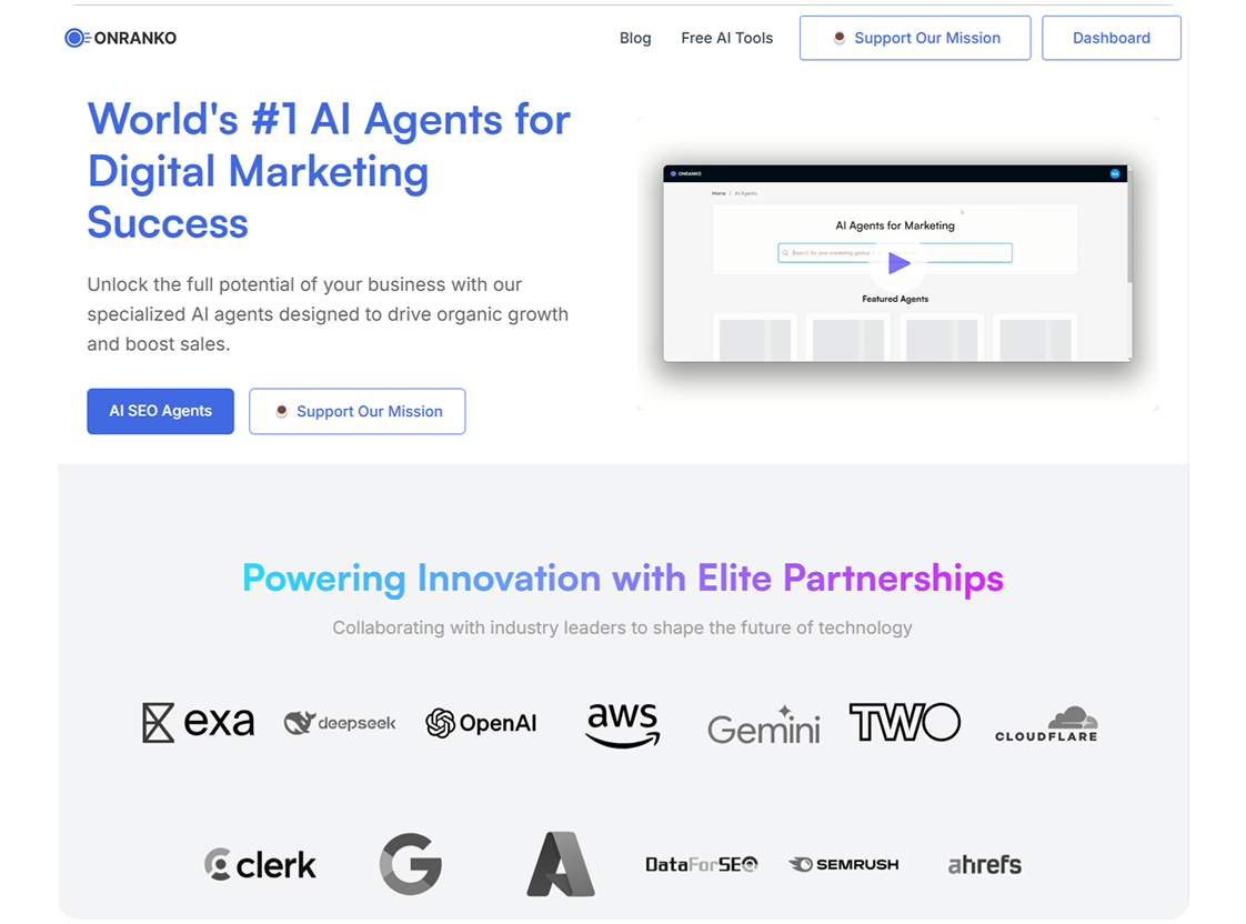 OnRanko screenshot: OnRanko: Worlds' #1 AI Agents for digital marketing