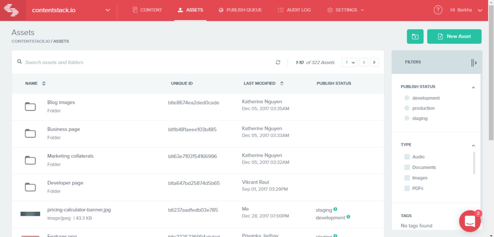 Contentstack assets