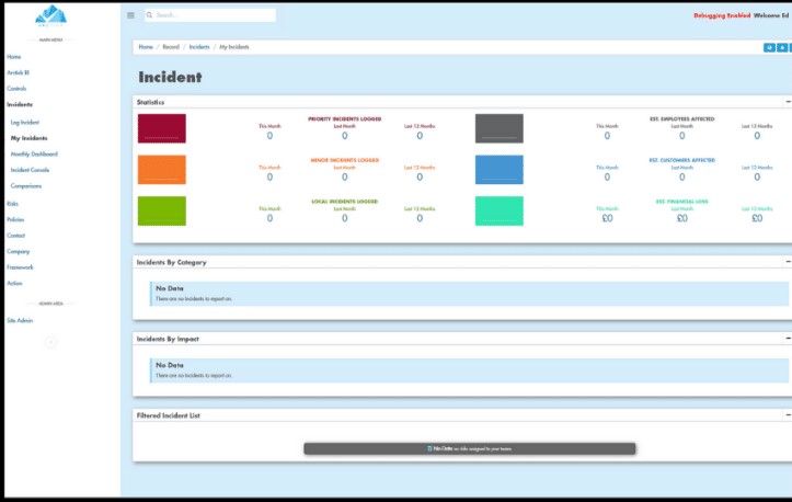 Arctick screenshot: Arctick incident dashboard