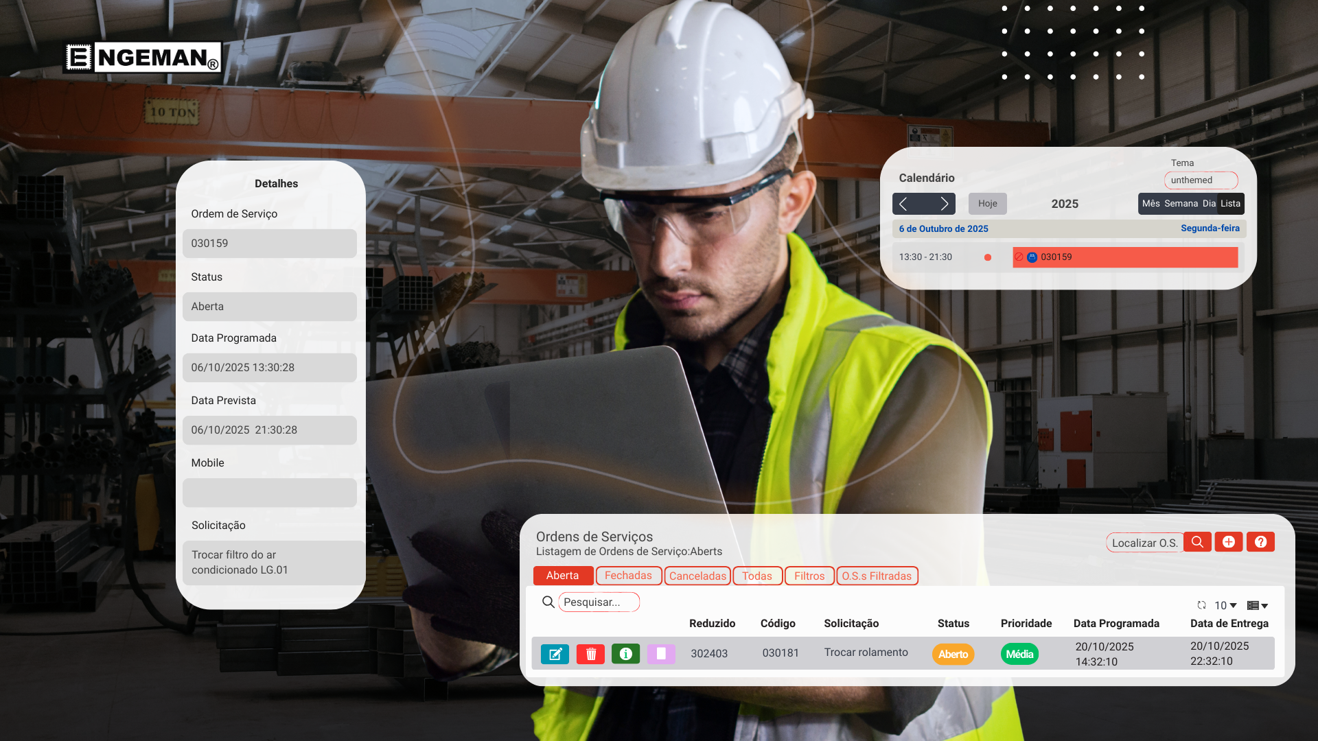 Engeman screenshot: O Engeman® é uma solução CMMS de gestão de manutenção completa e altamente flexível.