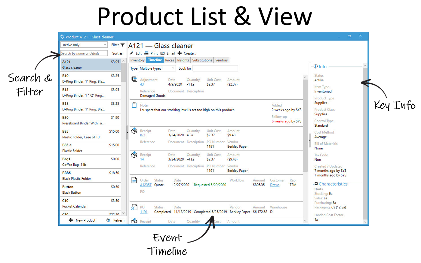 Acctivate Inventory Management Software - Product List & View