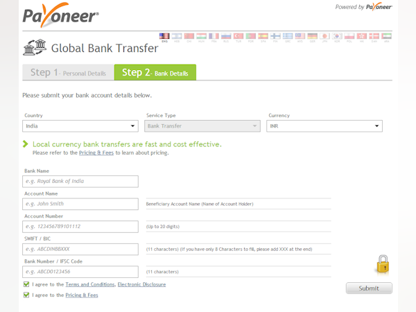 Payoneer Software - Payoneer bank details