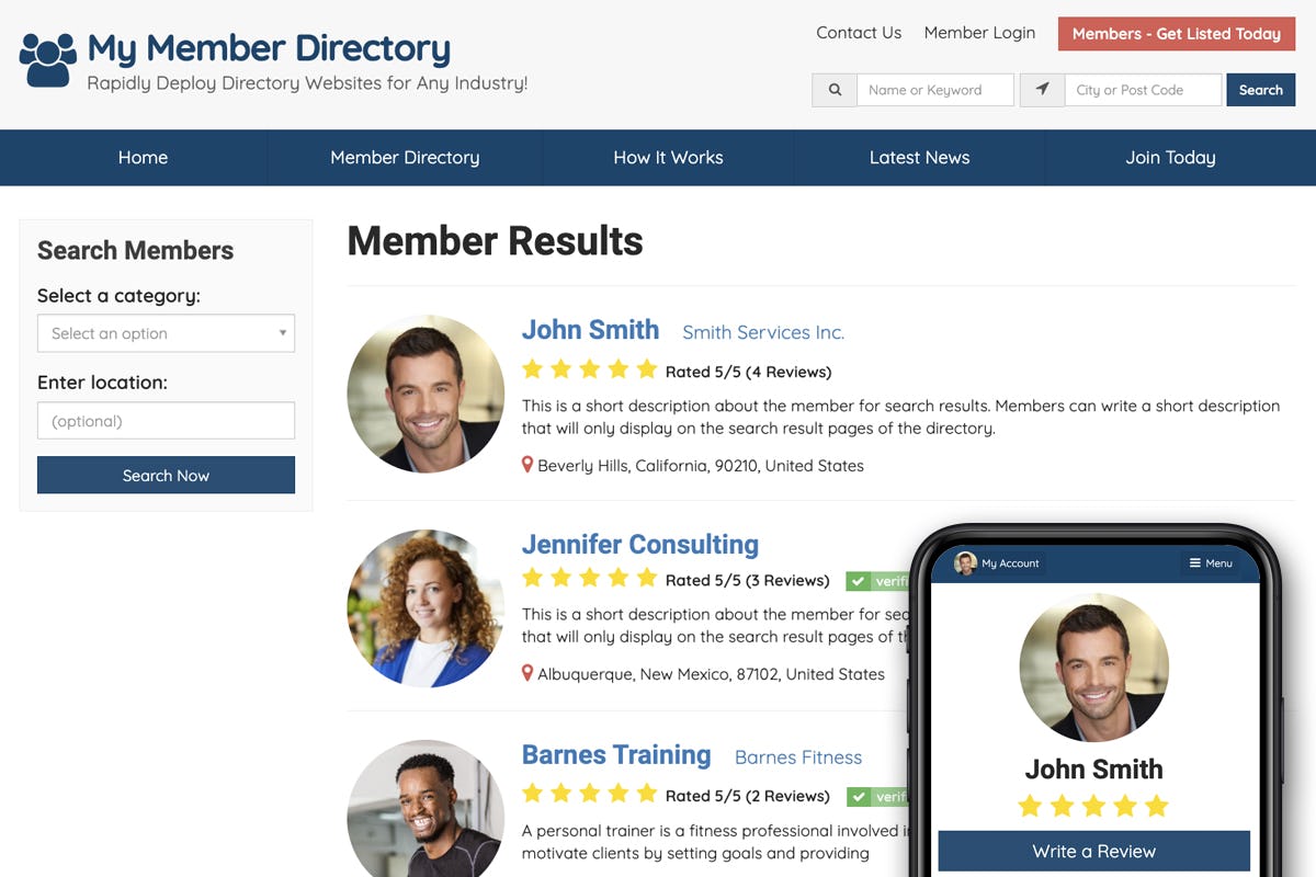 Brilliant Directories Software - Private or Public Directory to Search Members & Business Listings