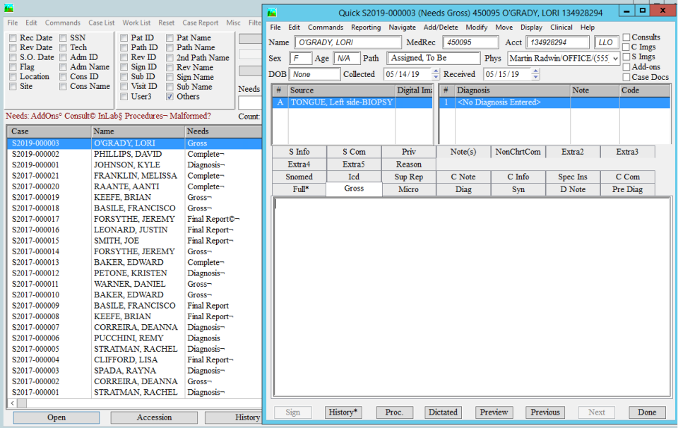 Psyche Systems test completion status tracking screenshot