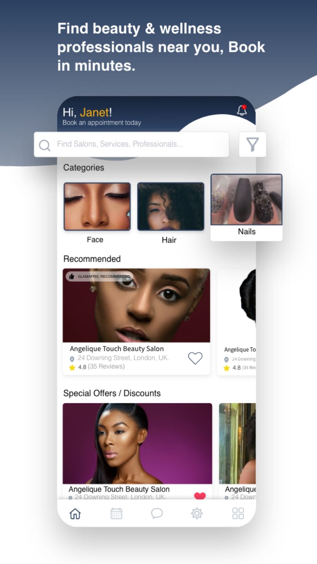 GlamAfric screenshot: Clients can discover and book your beauty services