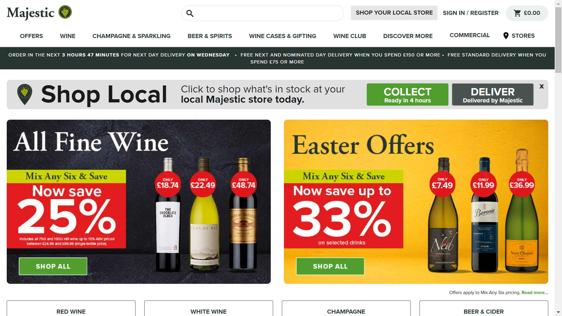 Majestic Wine UK e-commerce website