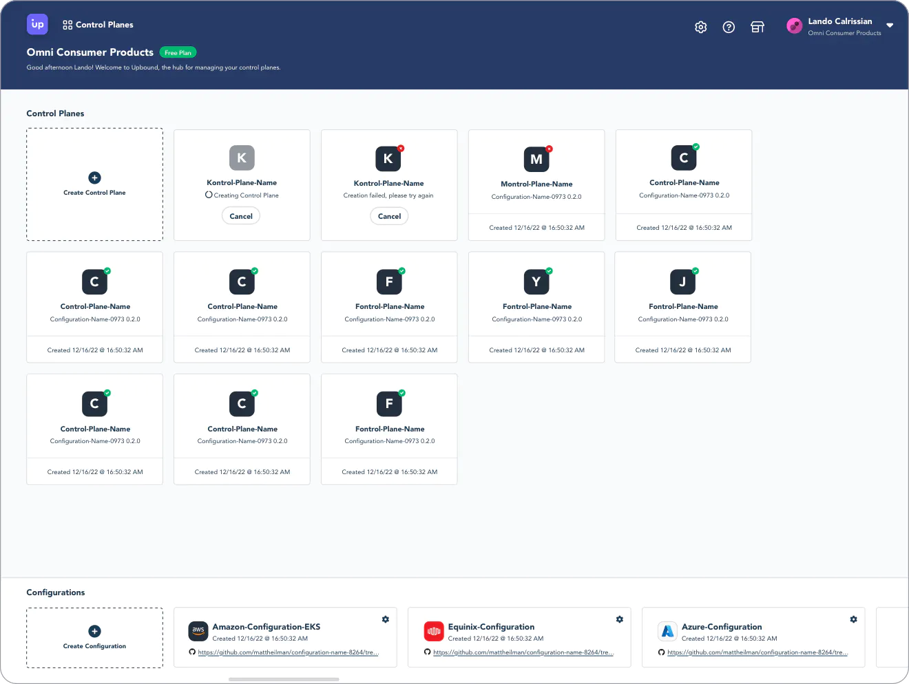 Upbound screenshot: Upbound control planes
