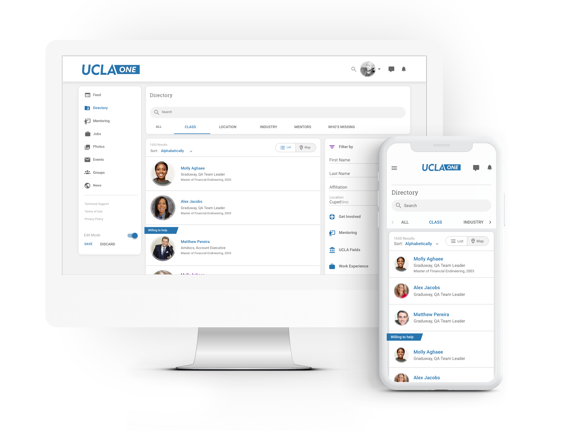 All your alumni in one place - whether looking to connect with an old classmate or looking for professional advice, the directory makes your network reachable at the click of a button.