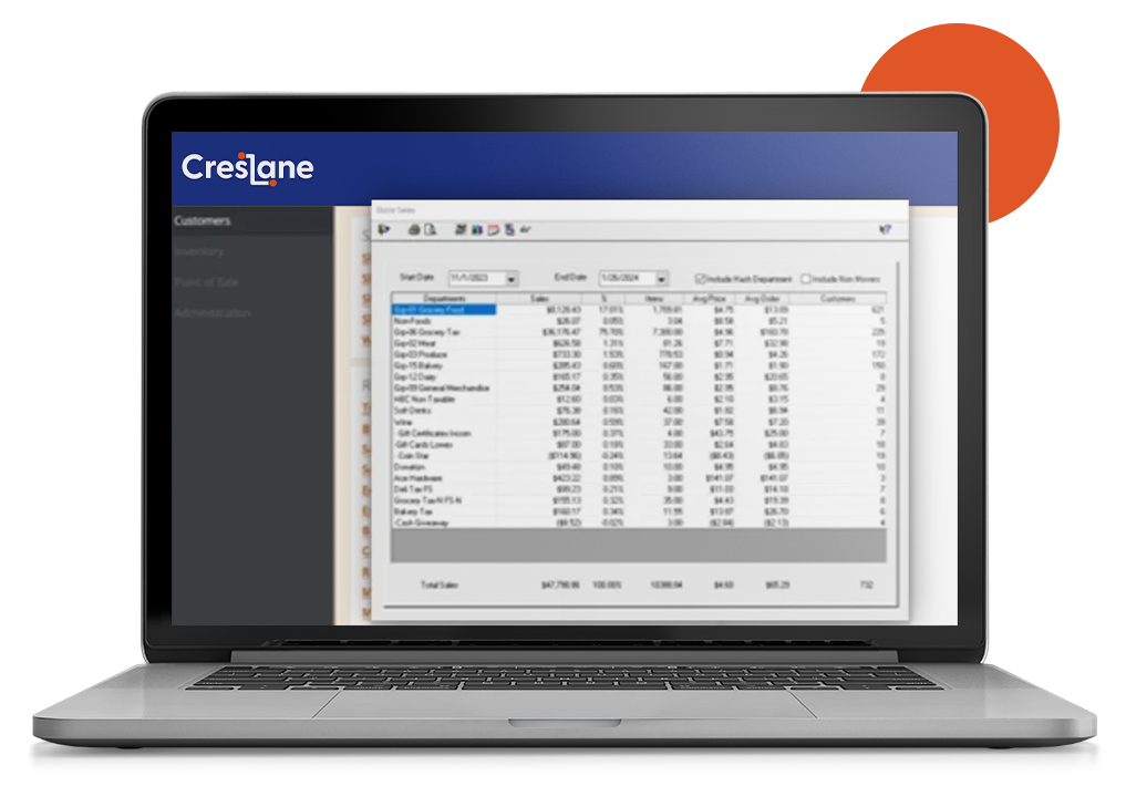 CresLane screenshot: CresLane customer listing