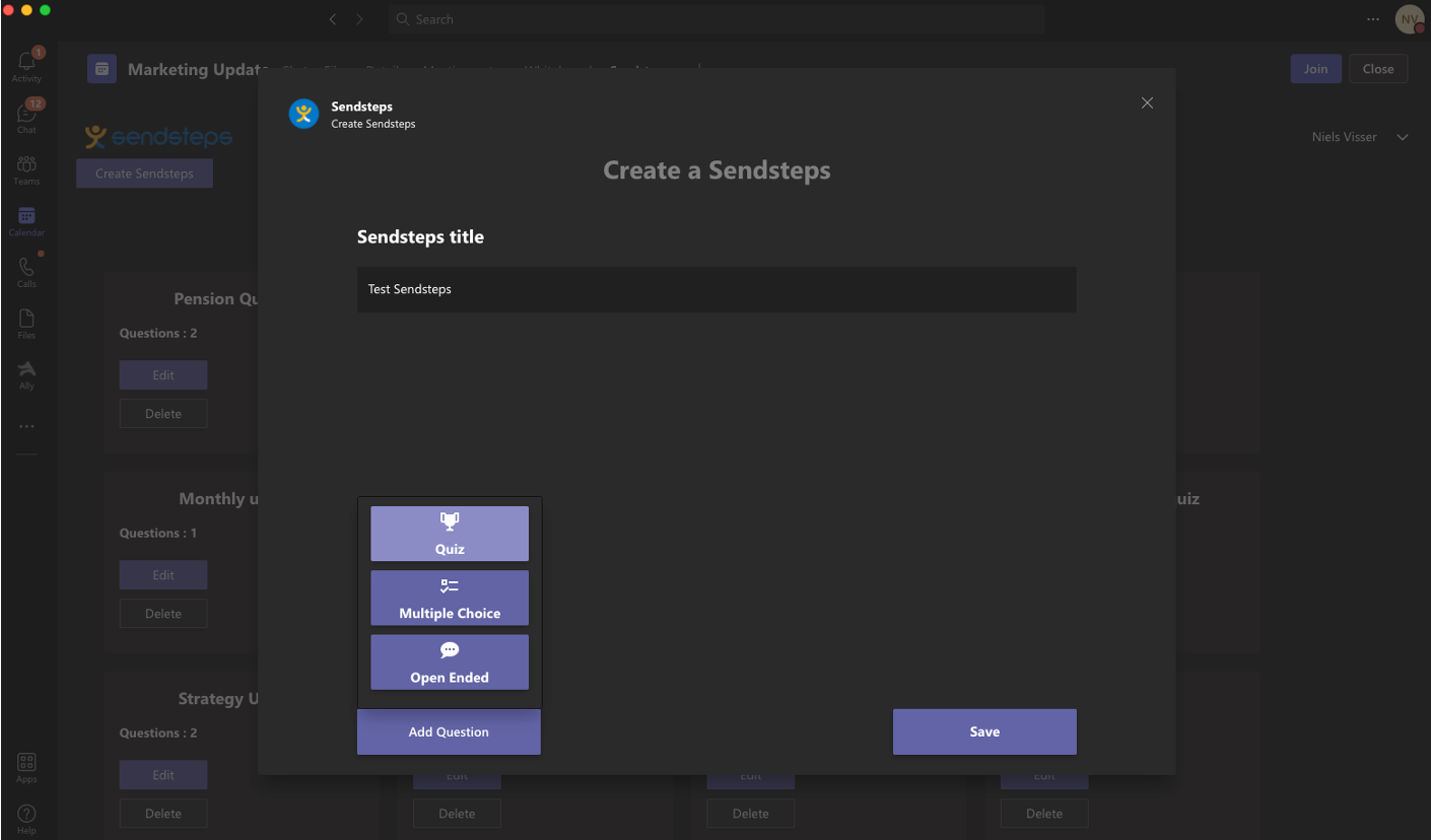 Sendsteps Software - Sendsteps MS Team Intergration