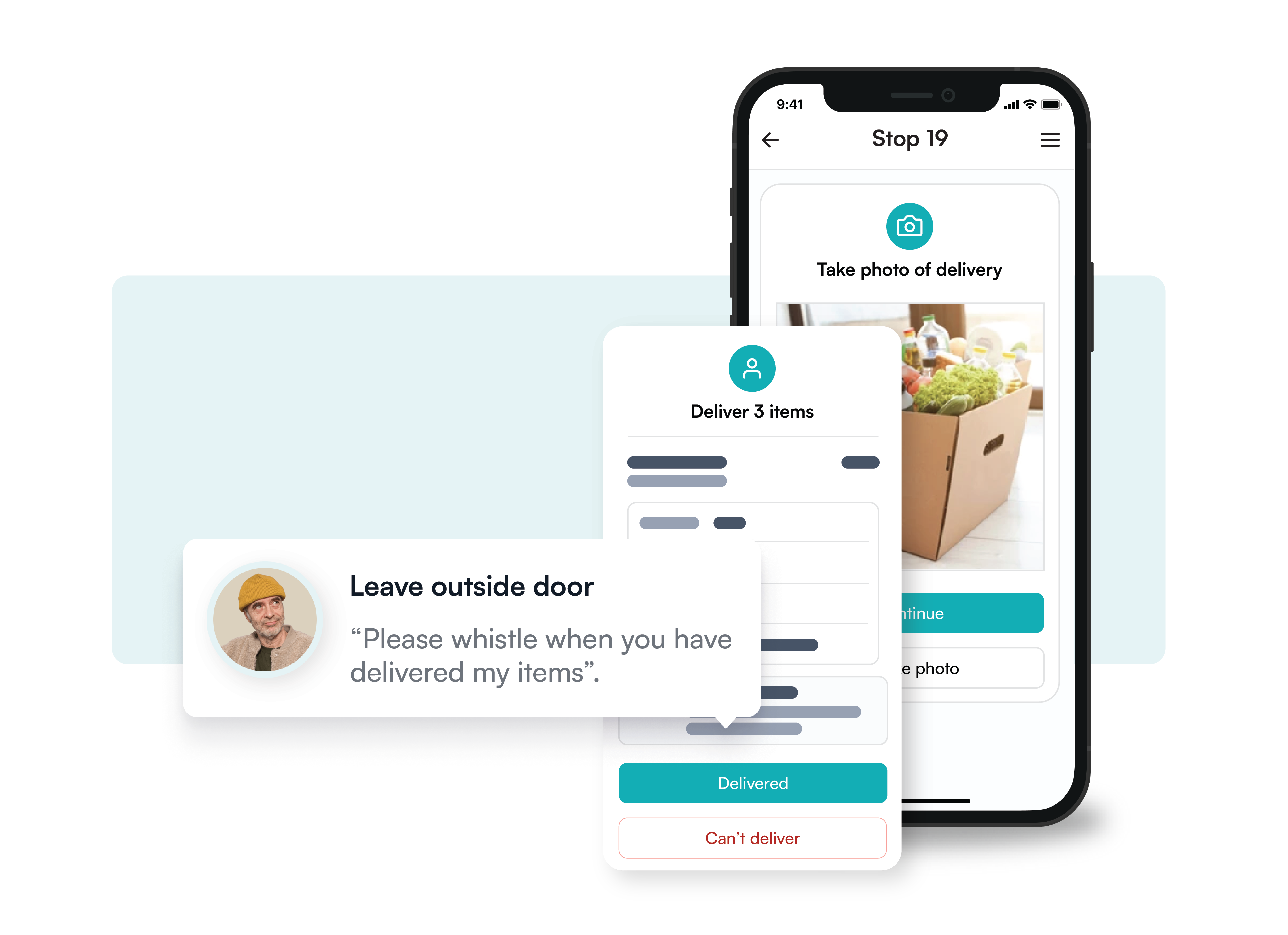The driver can easily navigate their way to the right address. If the customer is not at home, the driver can deliver the package outside and document it with a photo as proof of delivery.