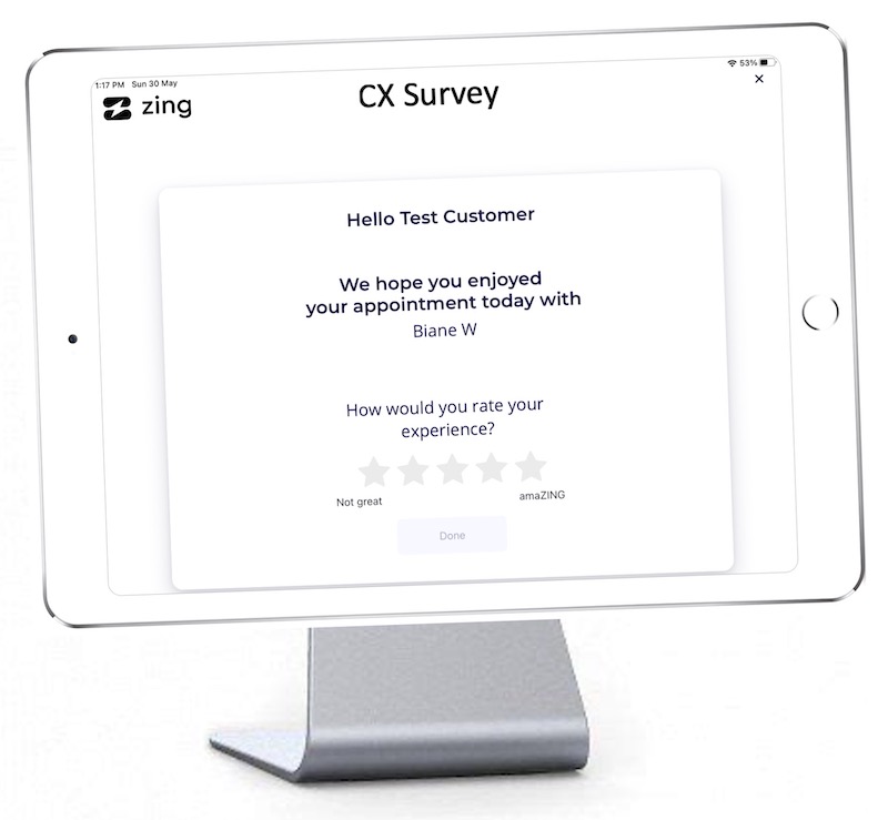 ZING Customer Experience, on-the-spot Surveys