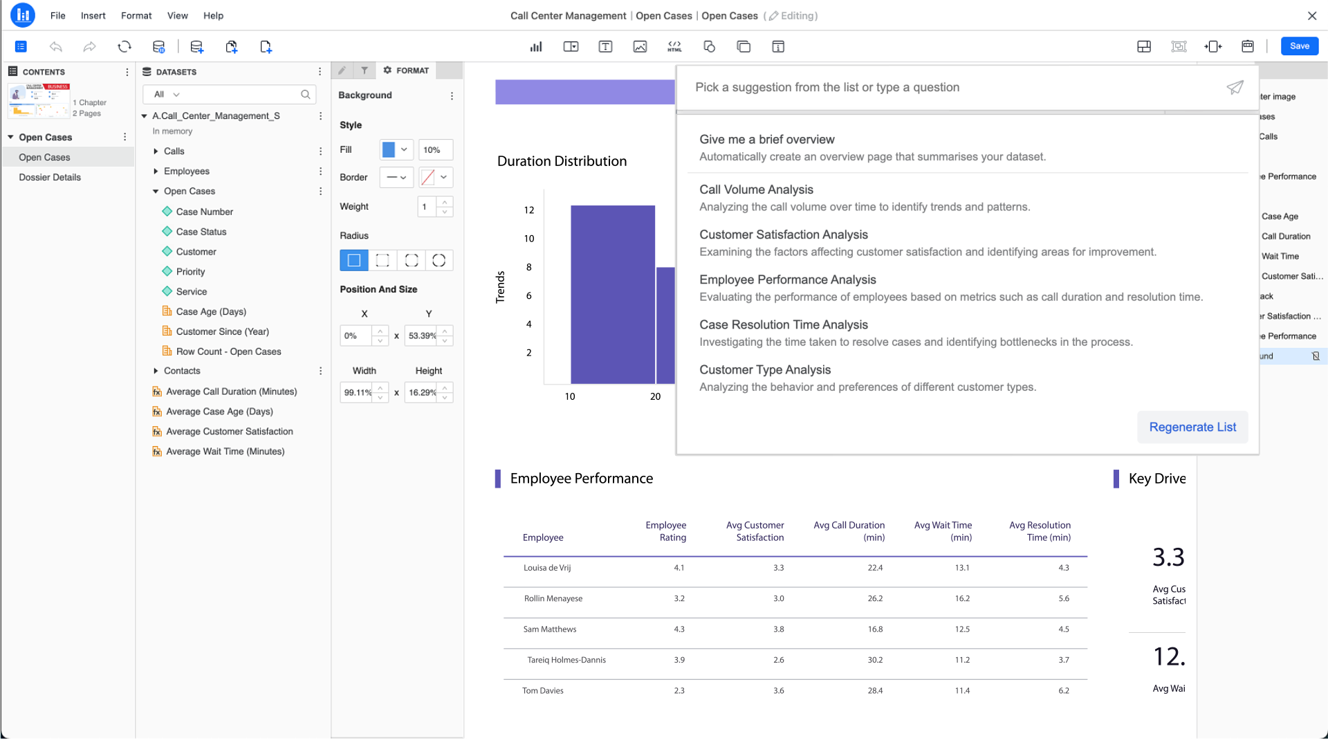 Unlock AI-powered design and deployment. Auto is your top collaborator on visualizations, dashboards, reports, or entire apps—ask a question and watch content appear on your screen in seconds. 