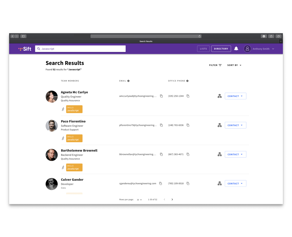 Sift Software - Sift people search results