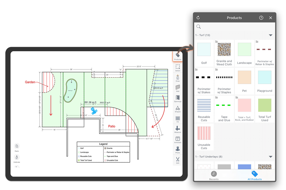 Easily apply all product and work data directly in the drawing including callouts and photos