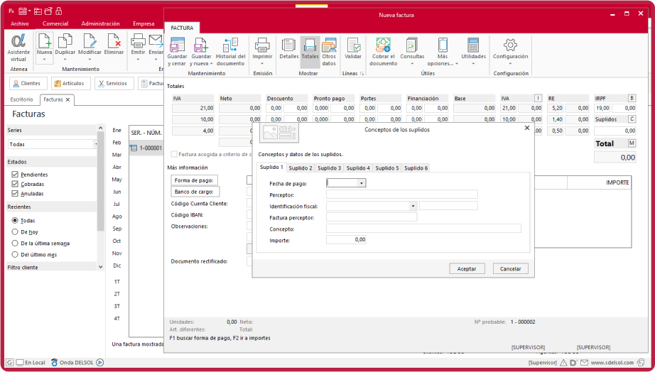 FACTUSOL screenshot: FACTUSOL sales cycle