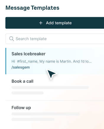 Surfe screenshot: Surfe add message templates