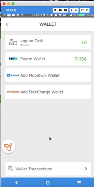 Jugnoo screenshot: Jugnoo wallets