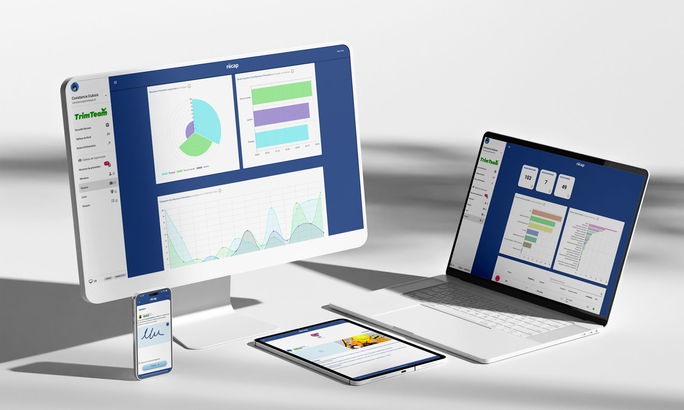 Recap screenshot: APP available with computer, tablet and phone