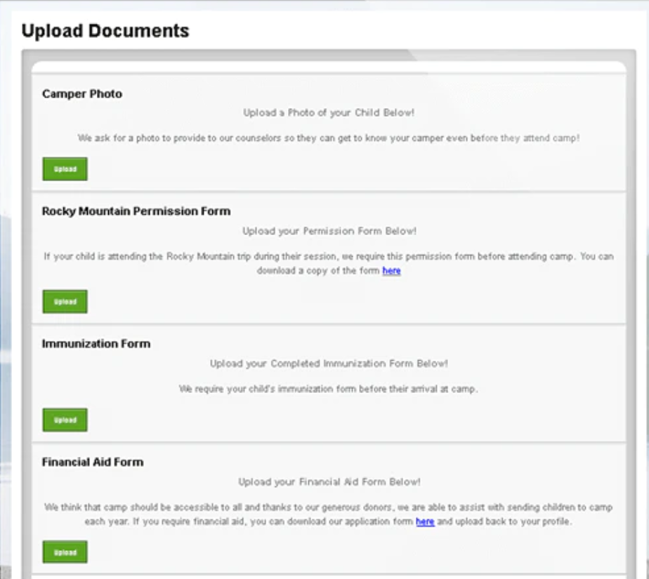 CampBrain Software - CampBrain upload documents