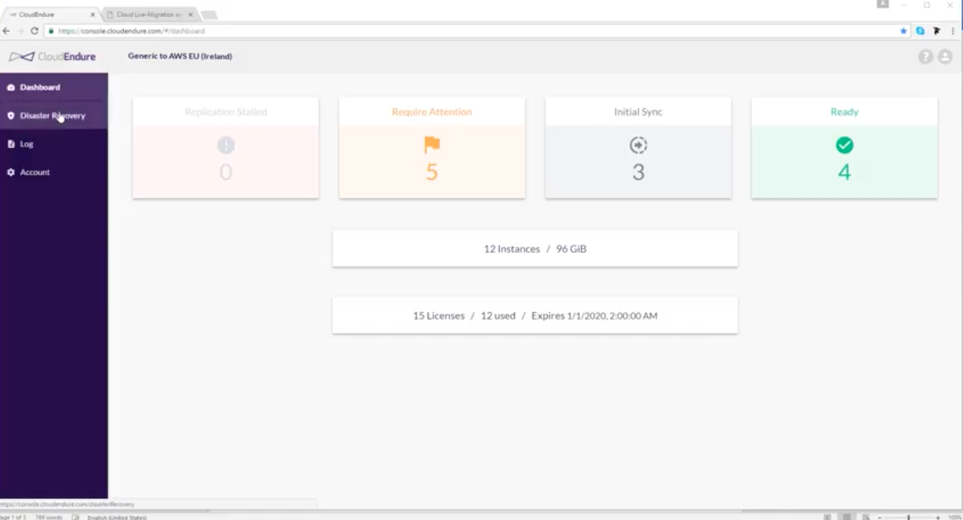 Gain an overview of instances requiring attention, undergoing the initial sync or ready