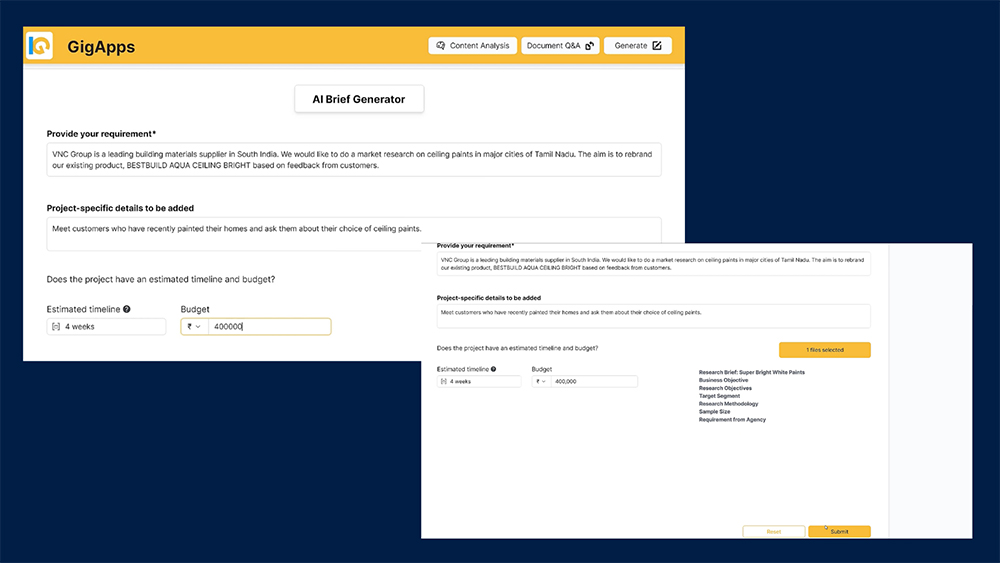 InsightGig AI screenshot: InsightGig AI brief generator
