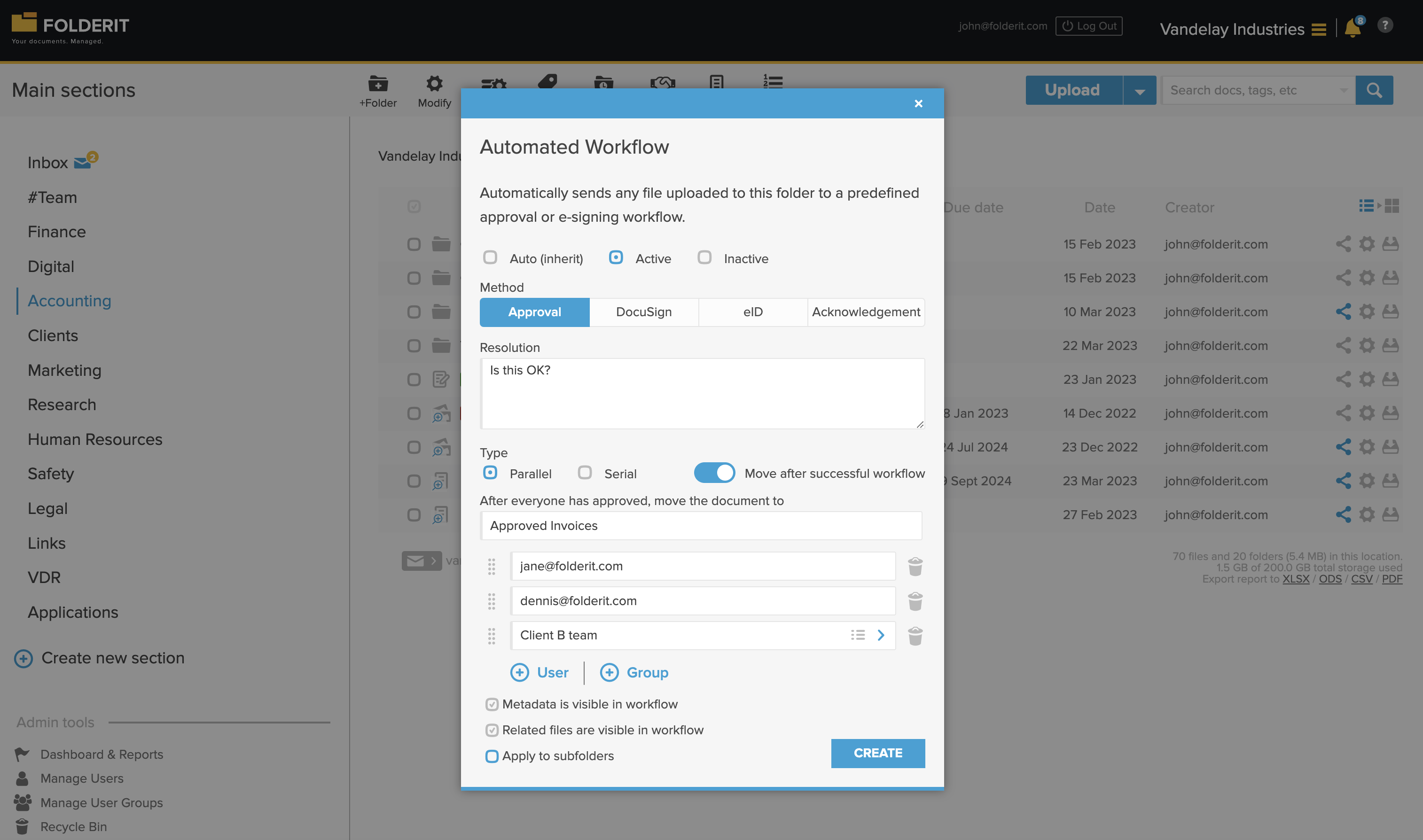 Automated Approval, Acknowledgement & eSign Workflows