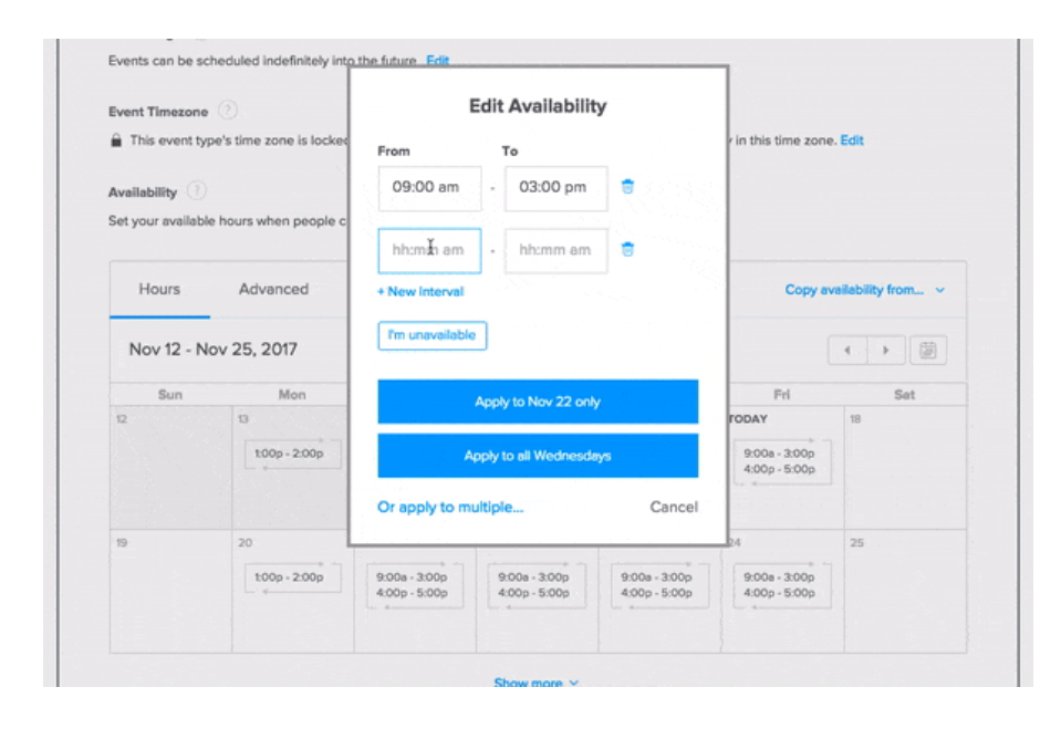 Calendly Software - Calendly edit availability