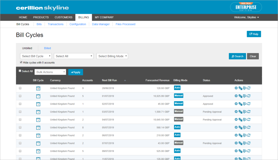 Cerillion Skyline Software - Billing Management