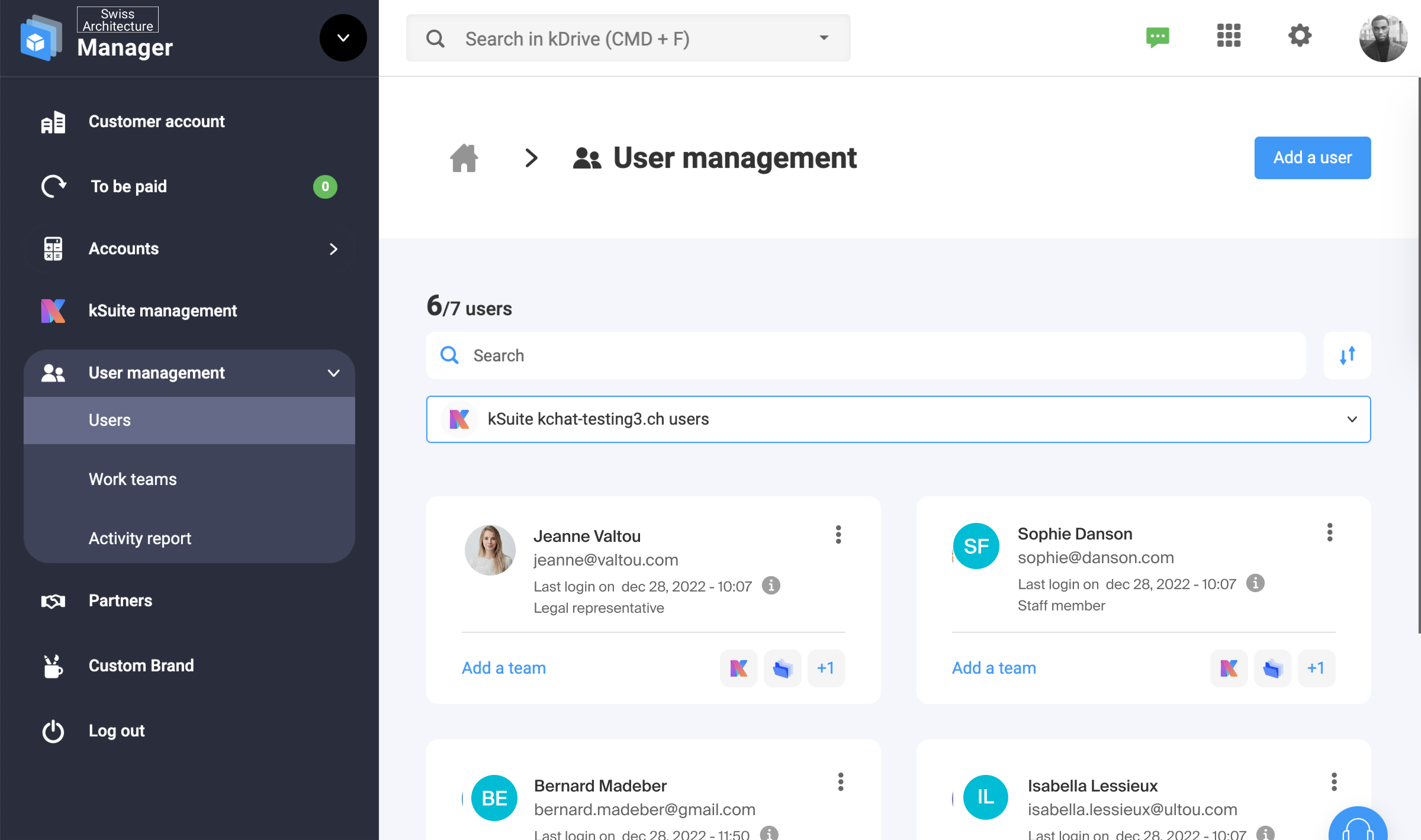 kSuite user management
