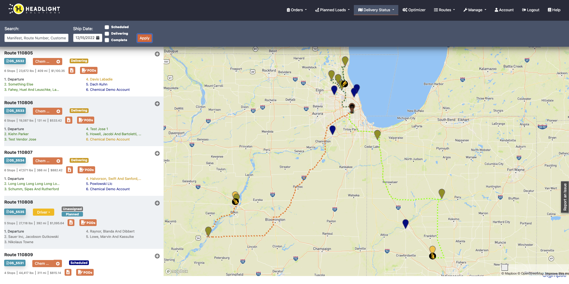 Headlight Solutions driver and delivery tracking